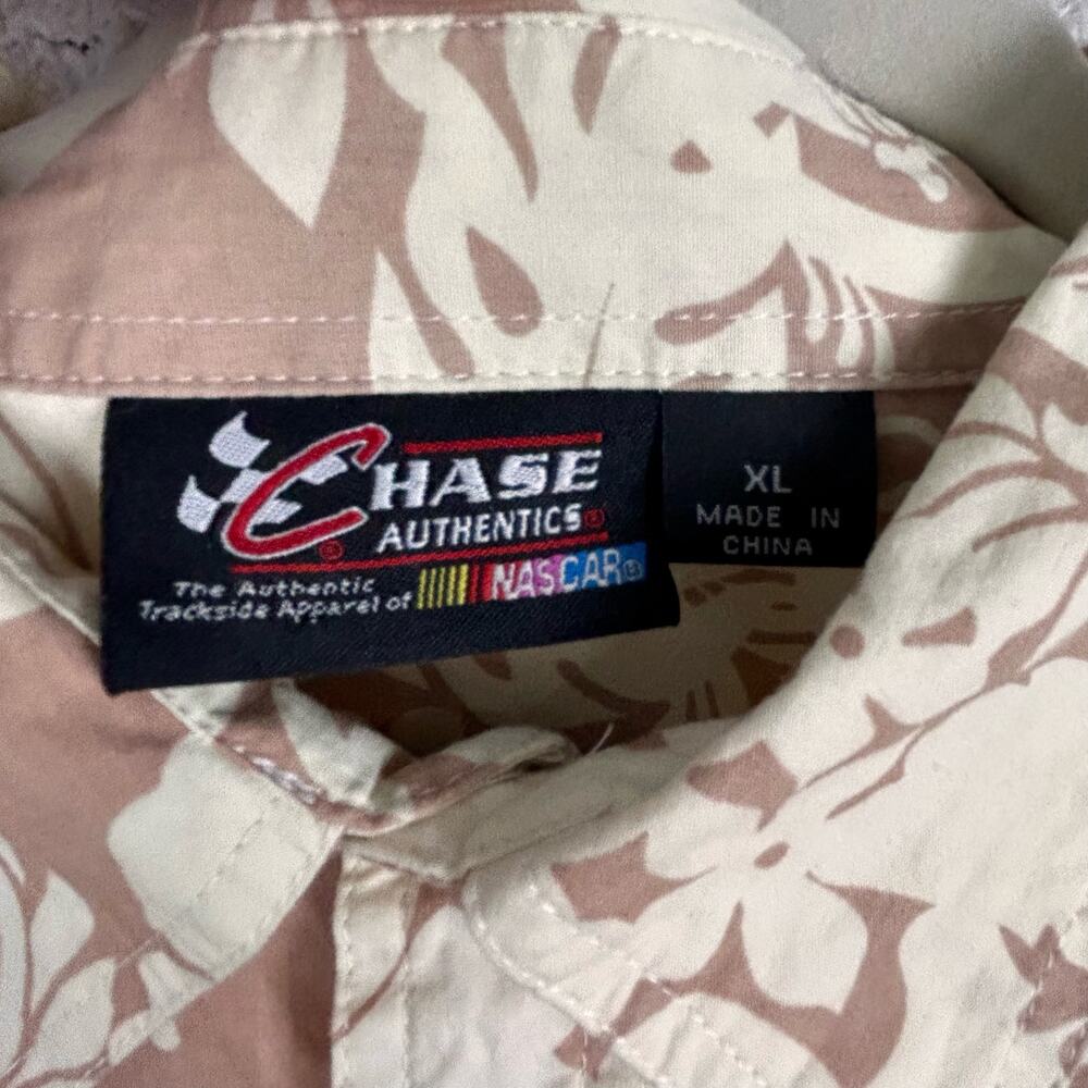 Vintage Nascar Mens Shirt XL Tan Beige Tropical Dale JR 88 Chase Authentics Top - Picture 2 of 13